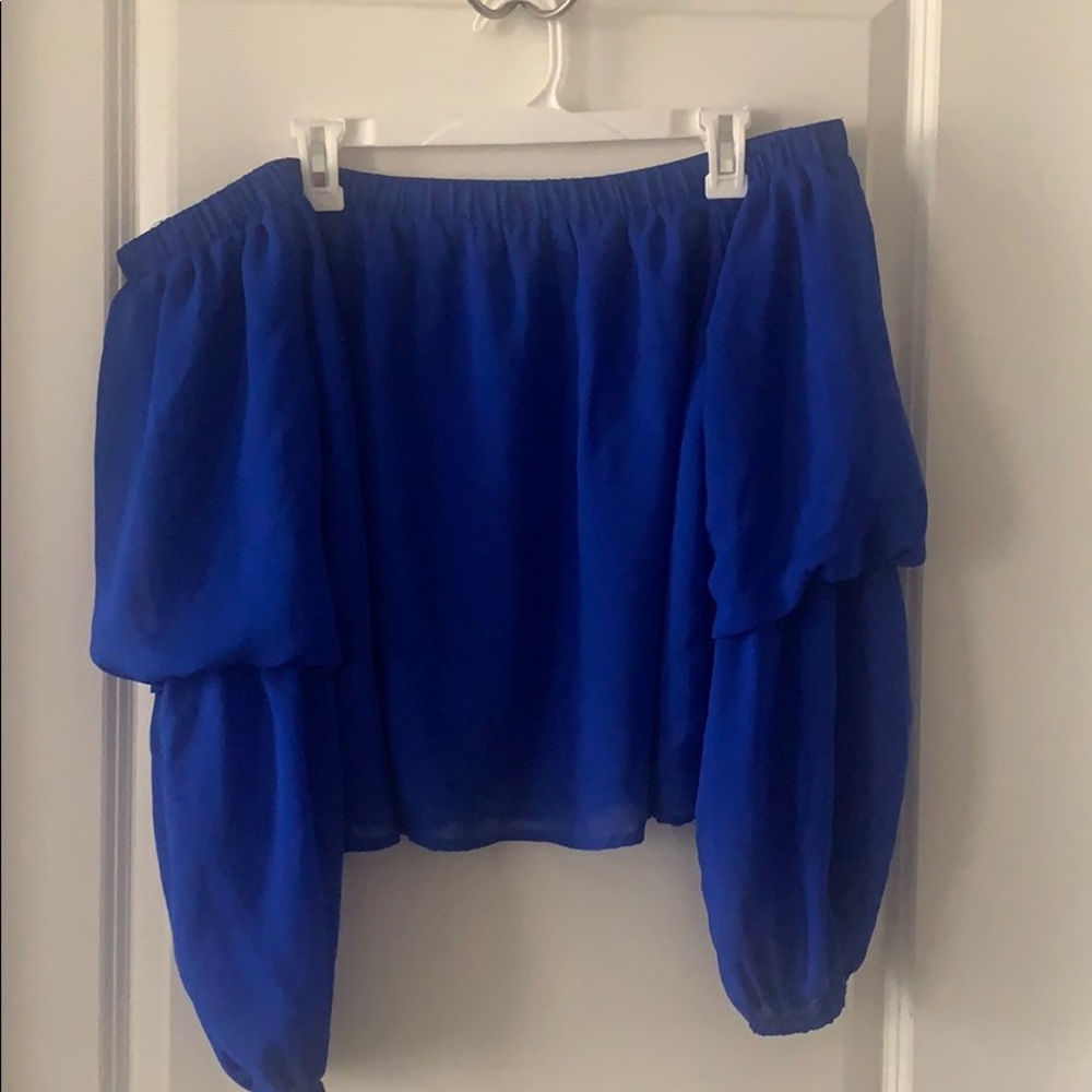 Royal Blue Off the Shoulder Blouse